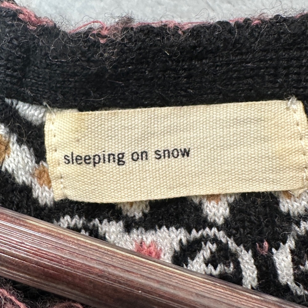 Sleeping on Snow Black Antiquarian Pullover Top Fair Isle S Boho Tribal Hygge - Picture 4 of 9